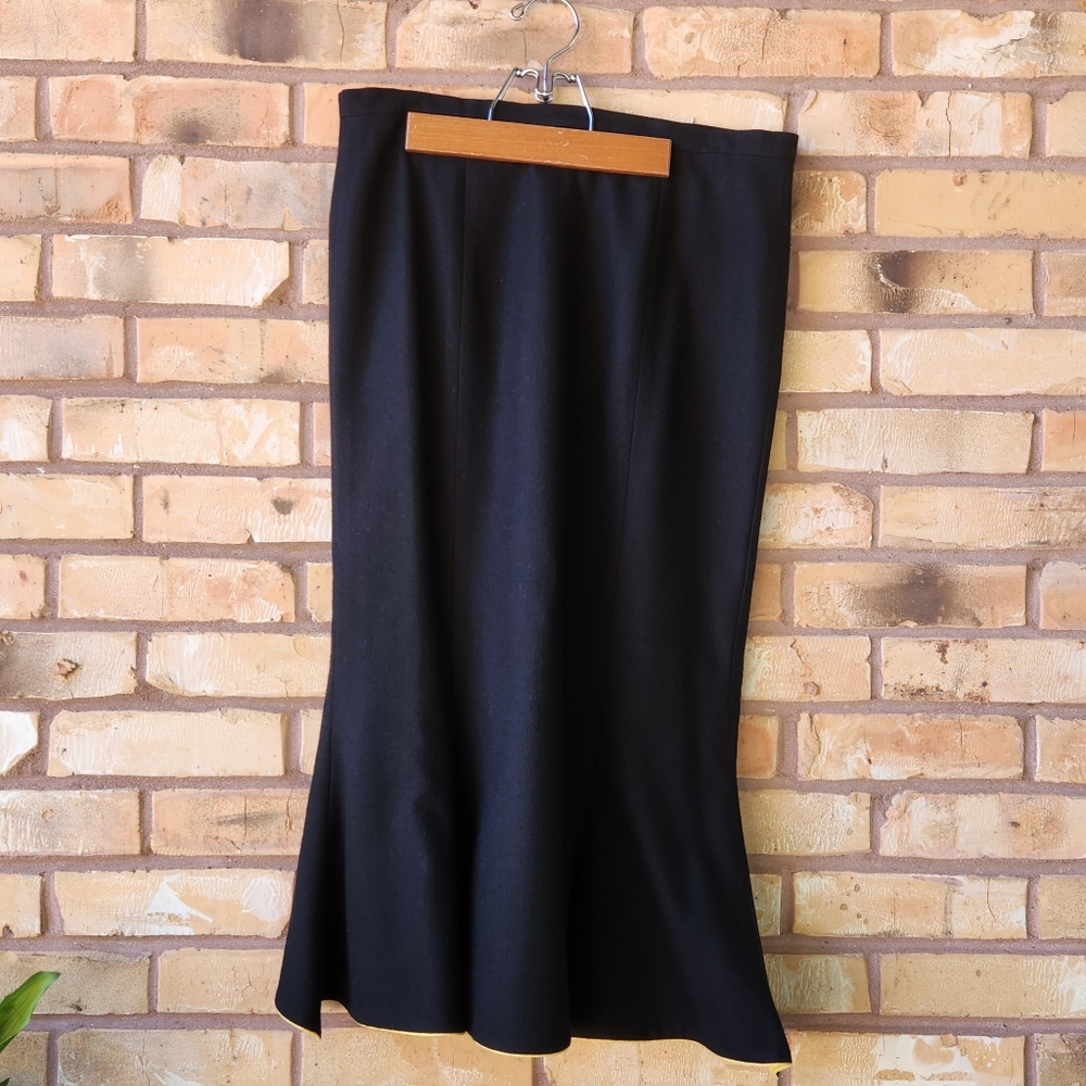 Vintage Roger Sakoun French Black Wool Yellow Trim Capsule Wardrobe Witchy